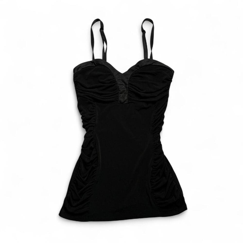Y2K Fitted Black Snatching Going out full length tank top size small